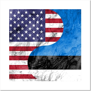 USA Estonia Dual Yin Yang Flag Posters and Art